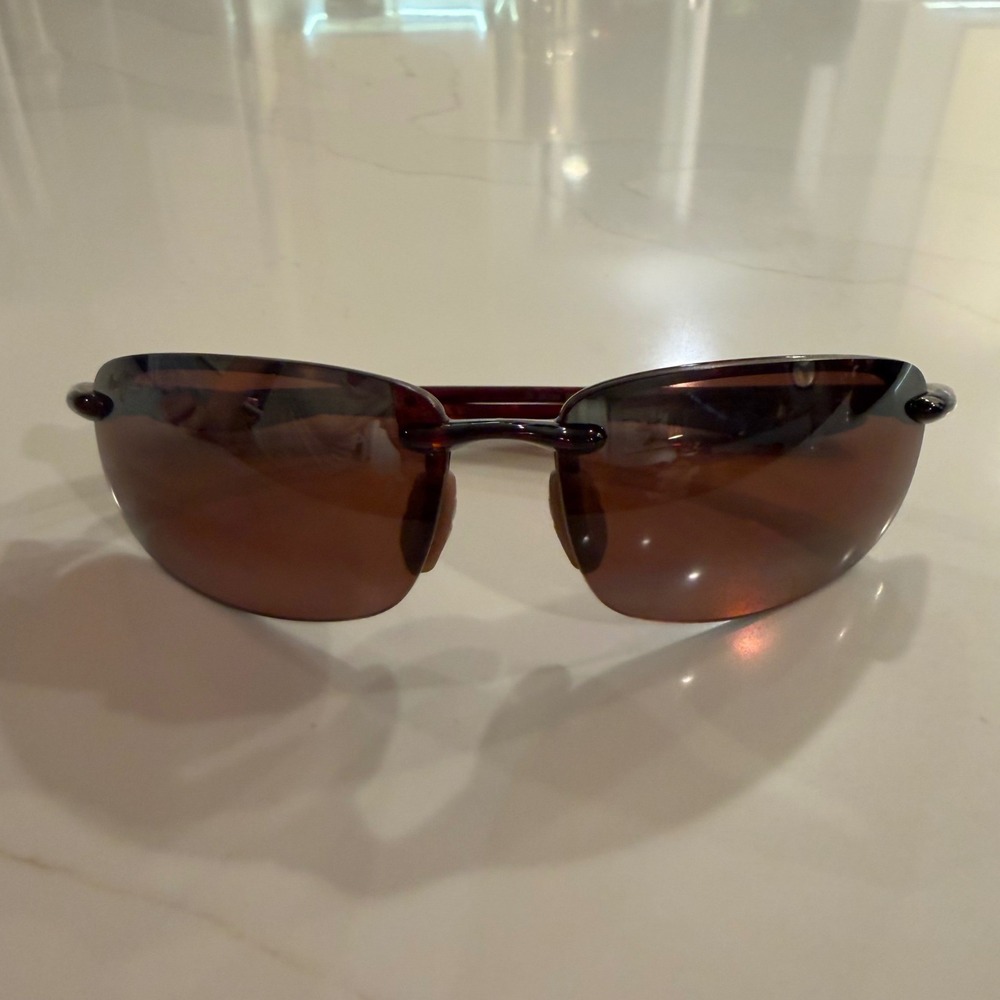 Maui Jim Sport Rimless Polarized Wrap Sunglasses Tortoise Bronze Lens MJ Sport